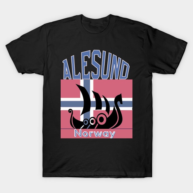 Alesund, Norway white text,mugs,t-shirts,stickers,totes, T-Shirt by Papilio Art